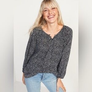 Old Navy Dark Floral Peasant Top